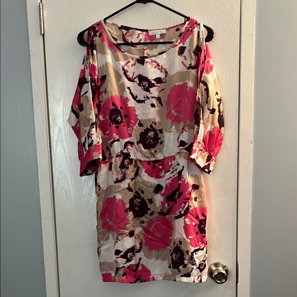 GLAM Pink and Tan Floral Dress